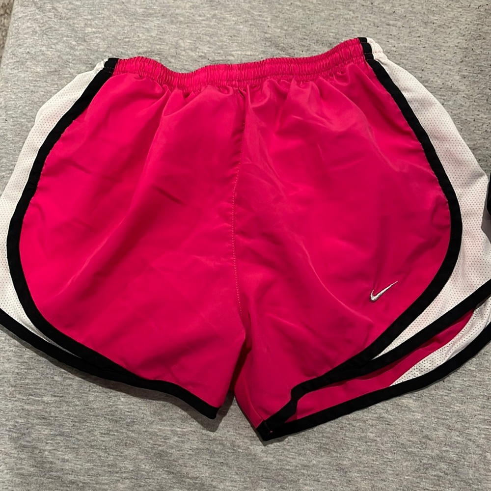 Hot pink and black nike shorts
